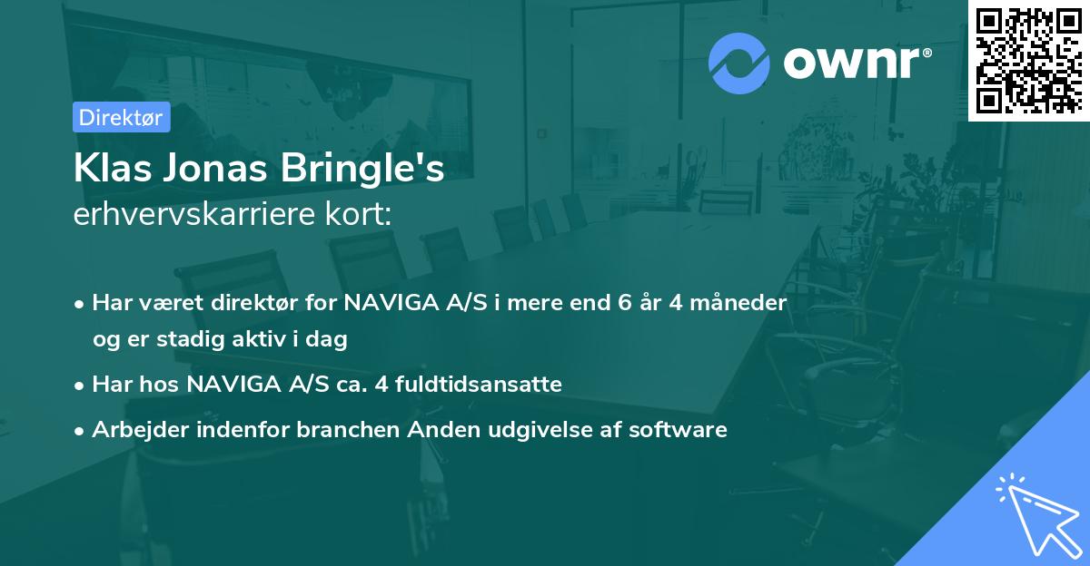 Klas Jonas Bringle's erhvervskarriere kort