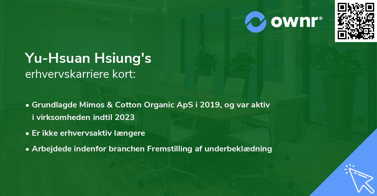 Yu-Hsuan Hsiung's erhvervskarriere kort