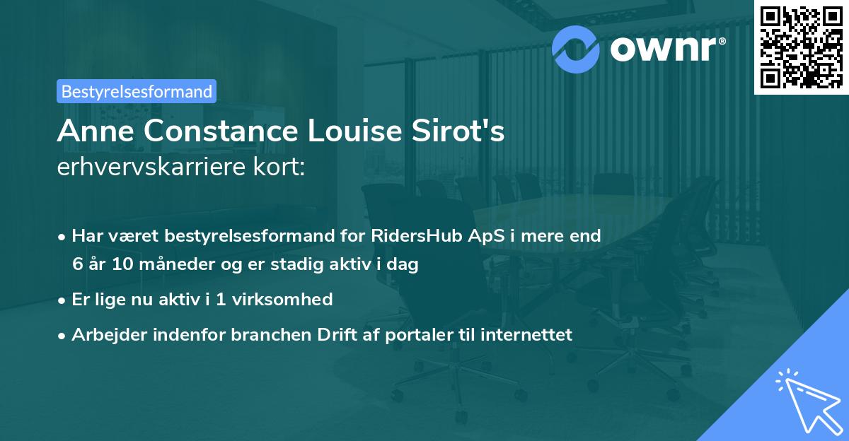 Anne Constance Louise Sirot's erhvervskarriere kort