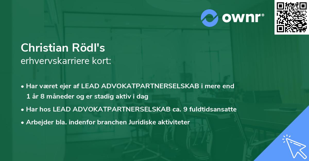 Christian Rödl's erhvervskarriere kort