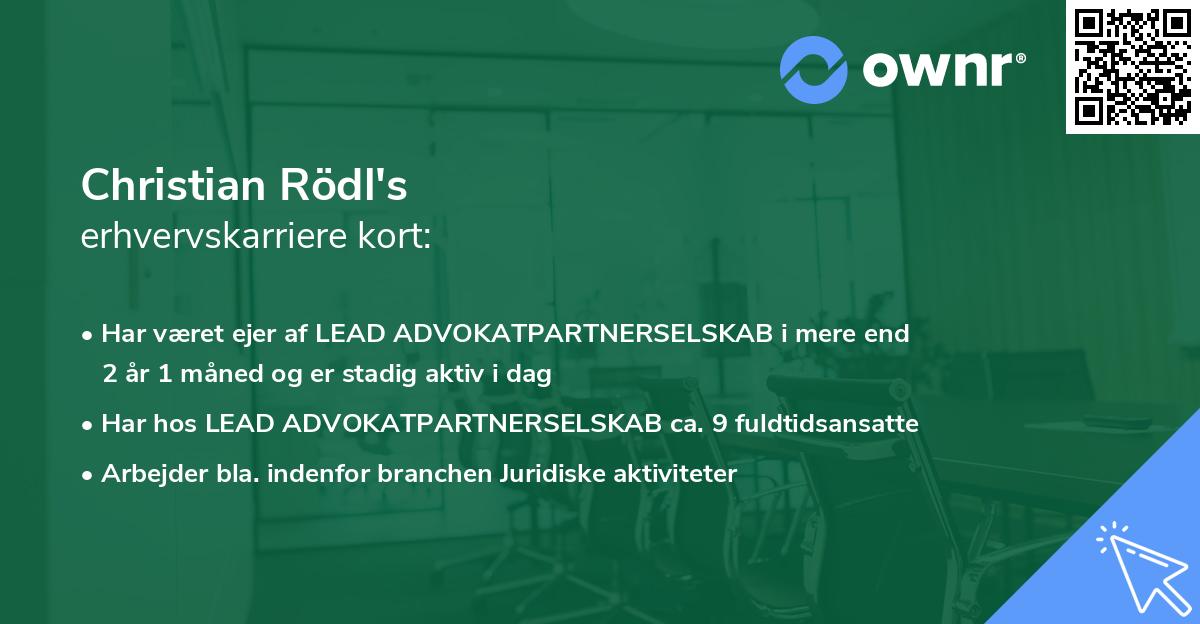 Christian Rödl's erhvervskarriere kort