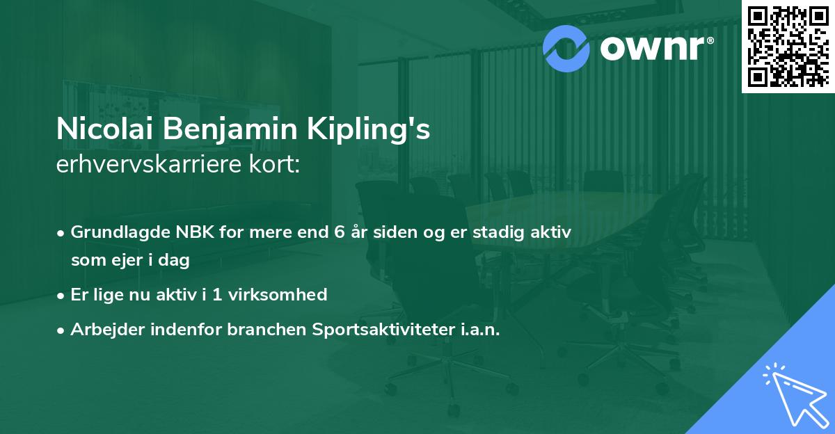 Nicolai Benjamin Kipling's erhvervskarriere kort