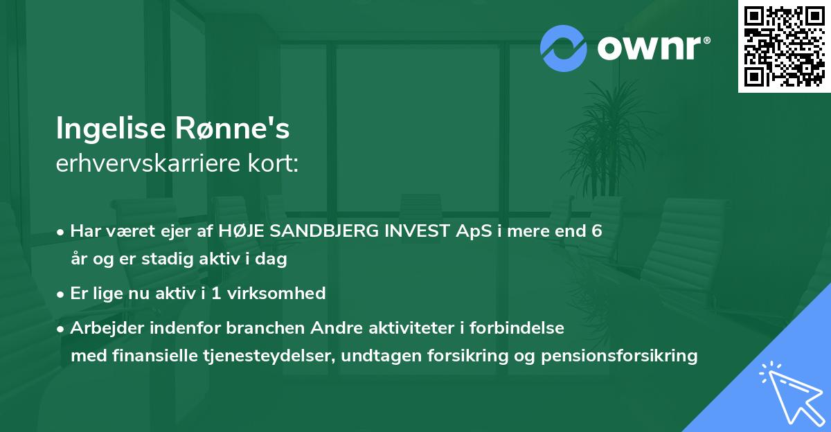 Ingelise Rønne's erhvervskarriere kort