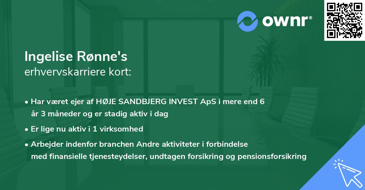 Ingelise Rønne's erhvervskarriere kort
