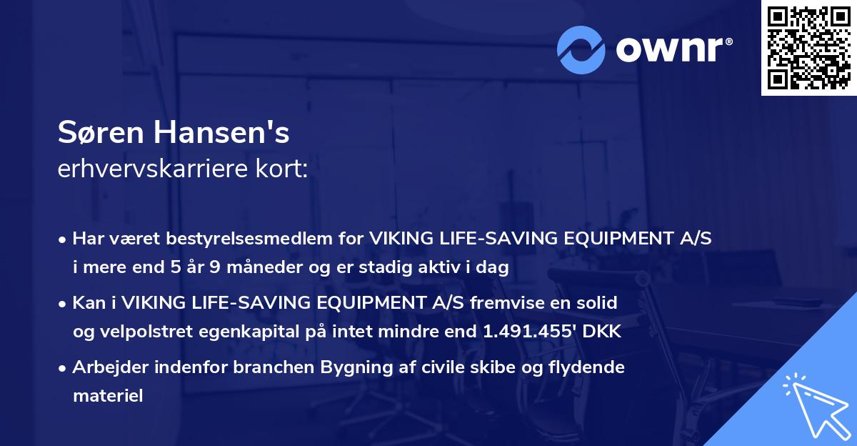 Søren Hansen's erhvervskarriere kort
