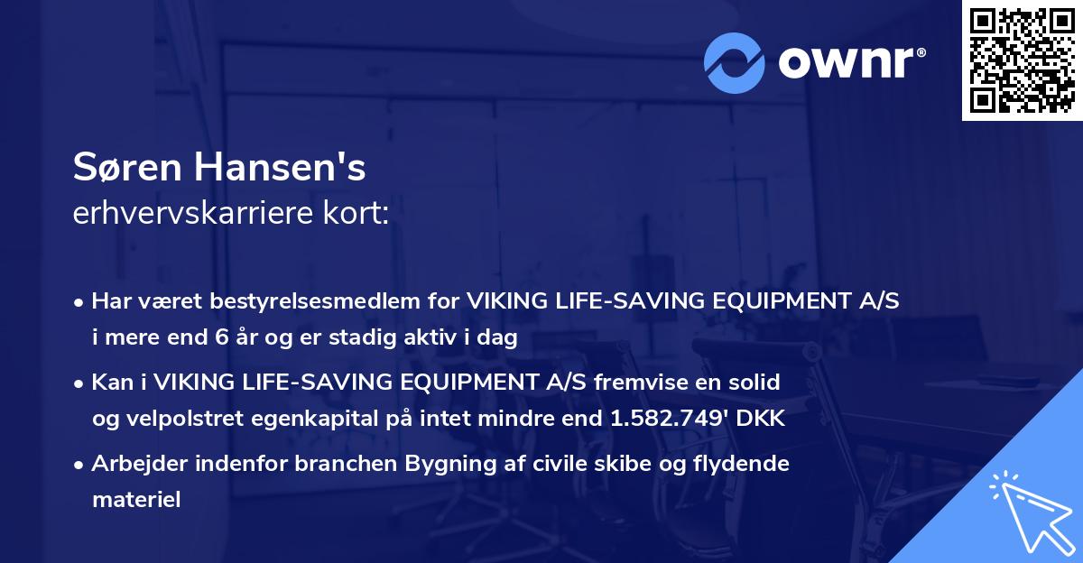 Søren Hansen's erhvervskarriere kort