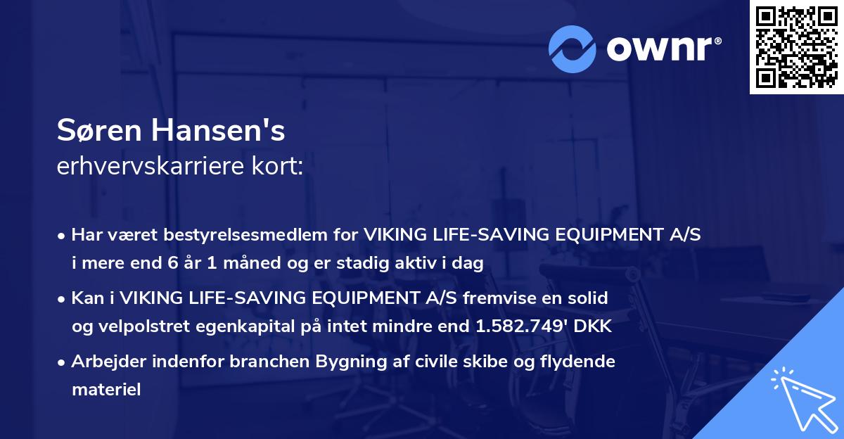 Søren Hansen's erhvervskarriere kort