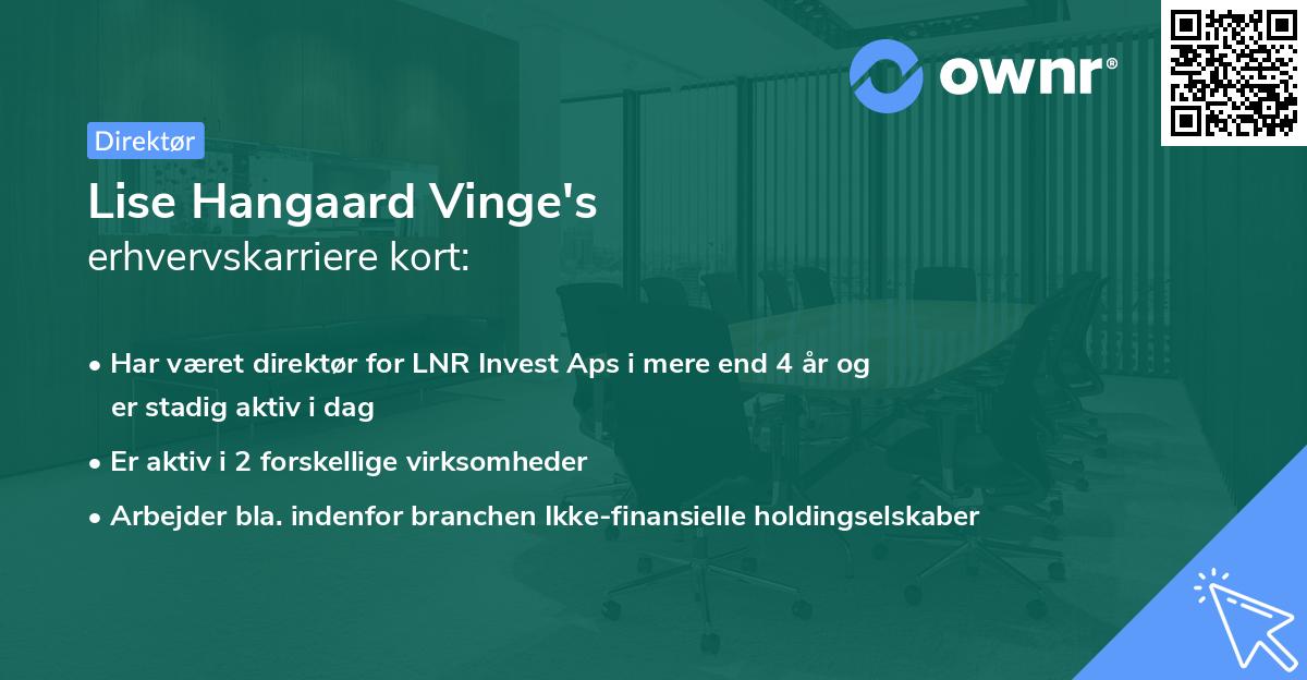 Lise Hangaard Vinge's erhvervskarriere kort