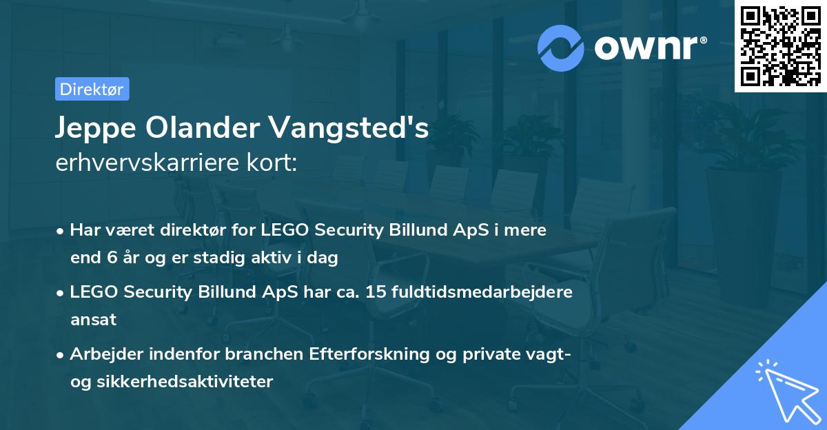 Jeppe Olander Vangsted's erhvervskarriere kort
