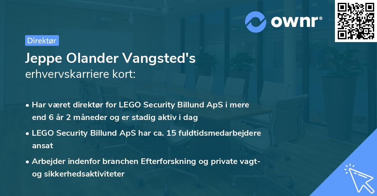 Jeppe Olander Vangsted's erhvervskarriere kort
