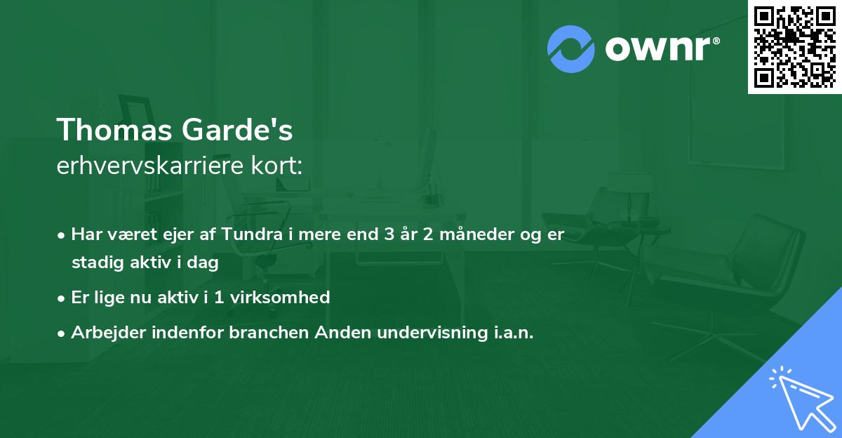 Thomas Garde's erhvervskarriere kort