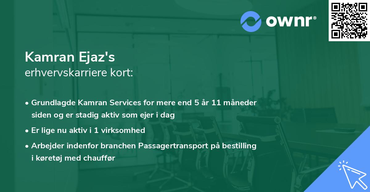 Kamran Ejaz's erhvervskarriere kort