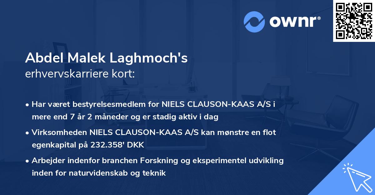 Abdel Malek Laghmoch's erhvervskarriere kort