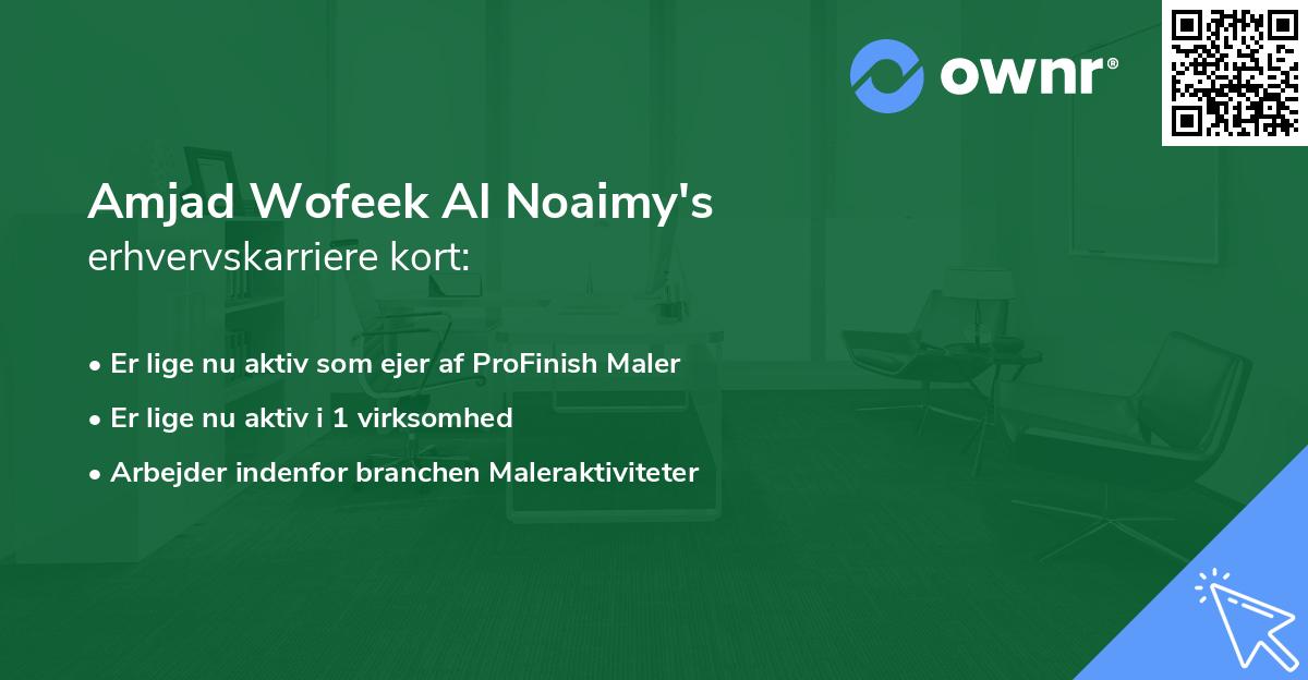 Amjad Wofeek Al Noaimy's erhvervskarriere kort