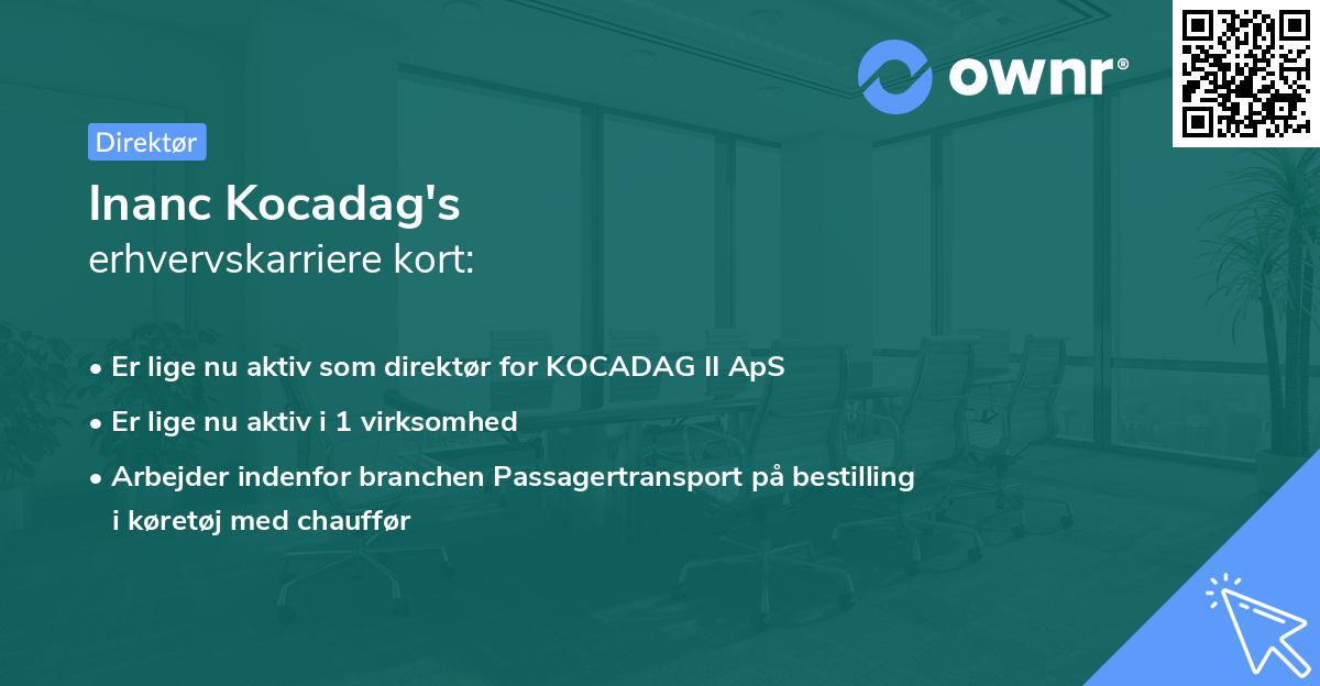 Inanc Kocadag's erhvervskarriere kort