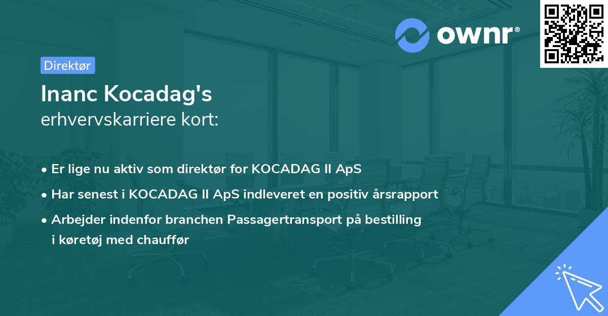 Inanc Kocadag's erhvervskarriere kort