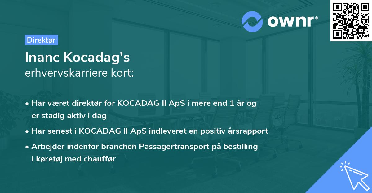 Inanc Kocadag's erhvervskarriere kort