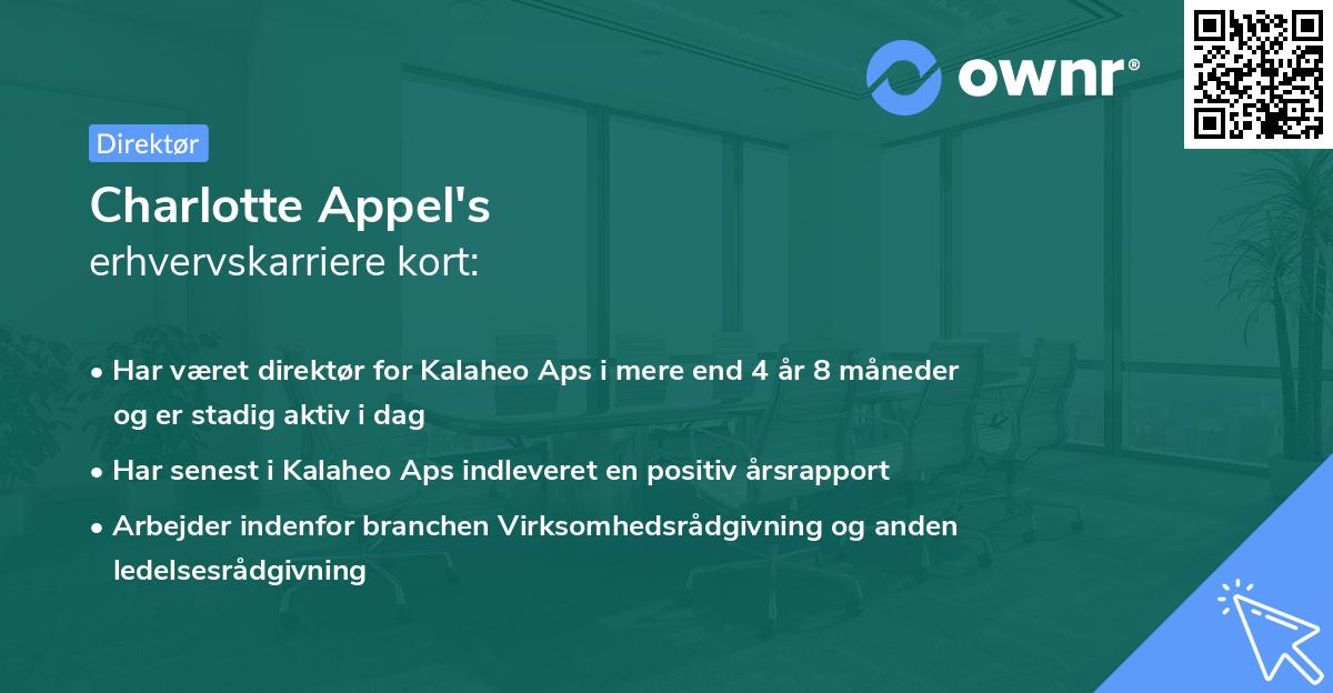 Charlotte Appel's erhvervskarriere kort