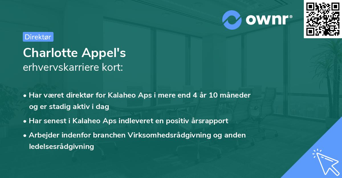 Charlotte Appel's erhvervskarriere kort