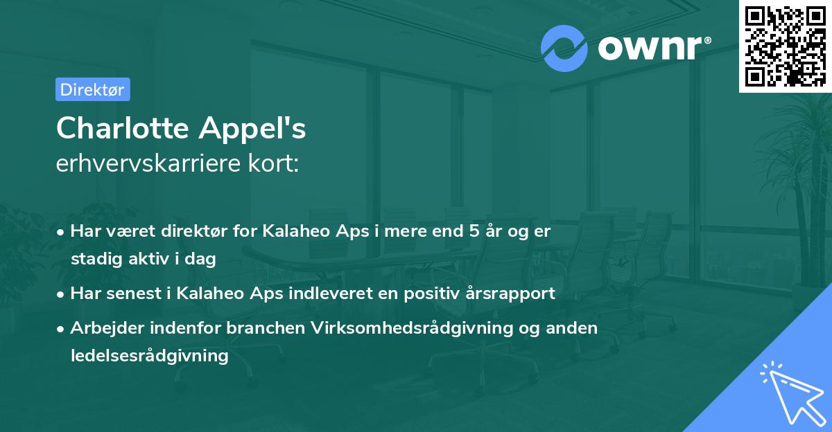 Charlotte Appel's erhvervskarriere kort