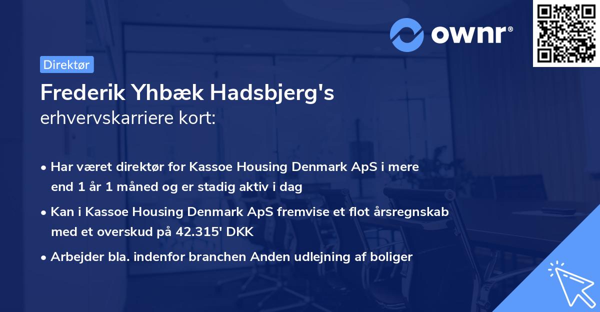Frederik Yhbæk Hadsbjerg's erhvervskarriere kort