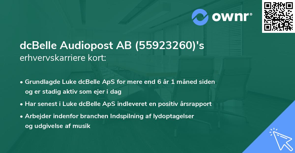 dcBelle Audiopost AB (55923260)'s erhvervskarriere kort