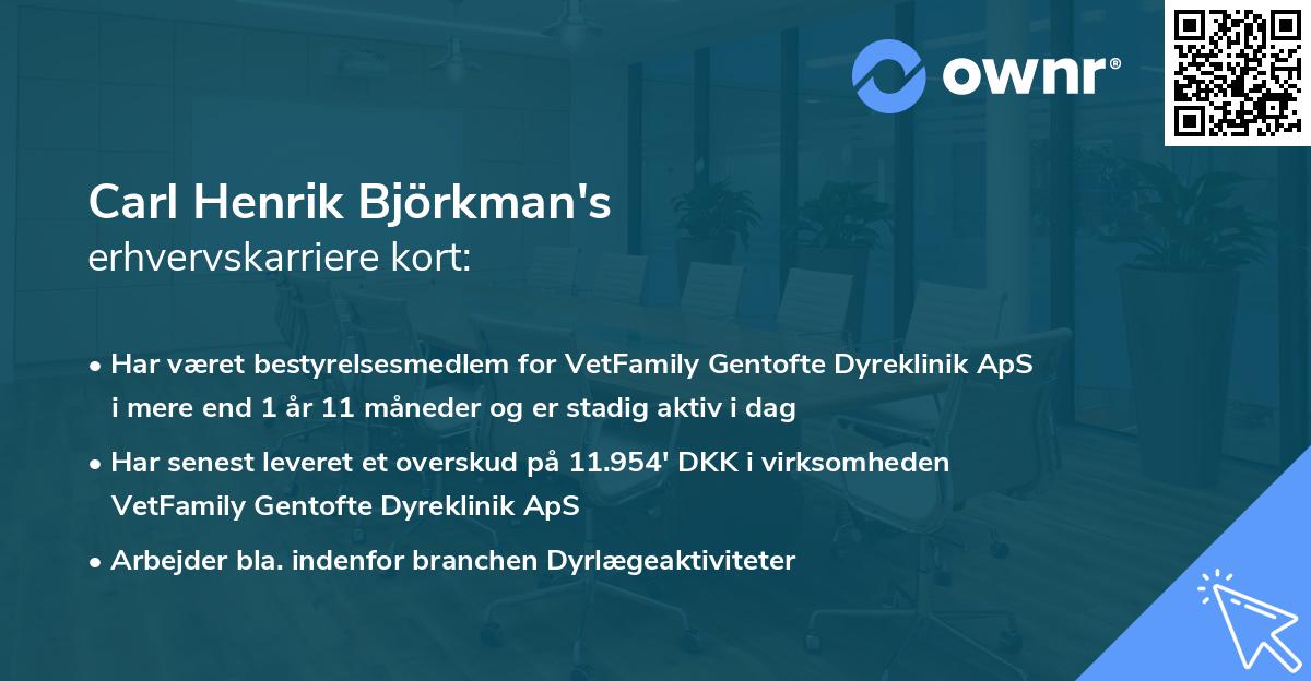 Carl Henrik Björkman's erhvervskarriere kort