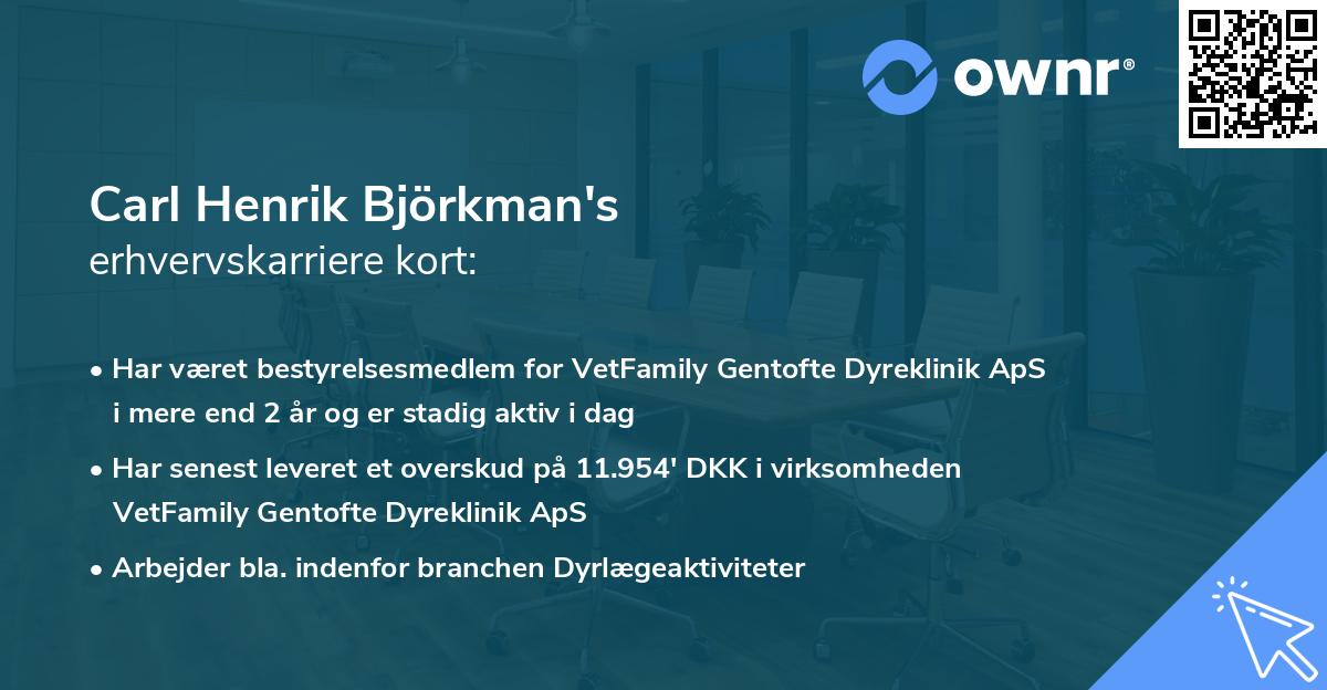 Carl Henrik Björkman's erhvervskarriere kort