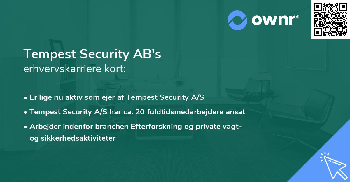 Tempest Security AB's erhvervskarriere kort