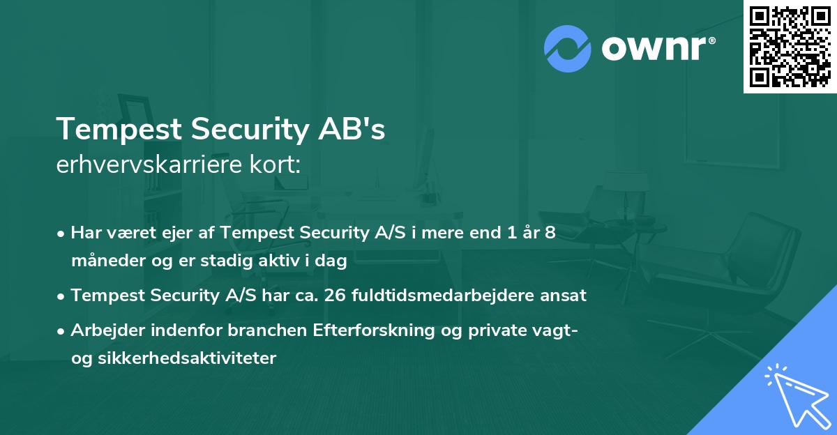 Tempest Security AB's erhvervskarriere kort