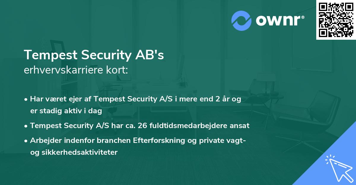 Tempest Security AB's erhvervskarriere kort