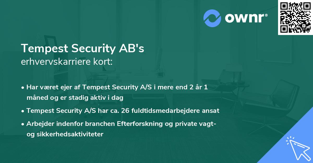 Tempest Security AB's erhvervskarriere kort
