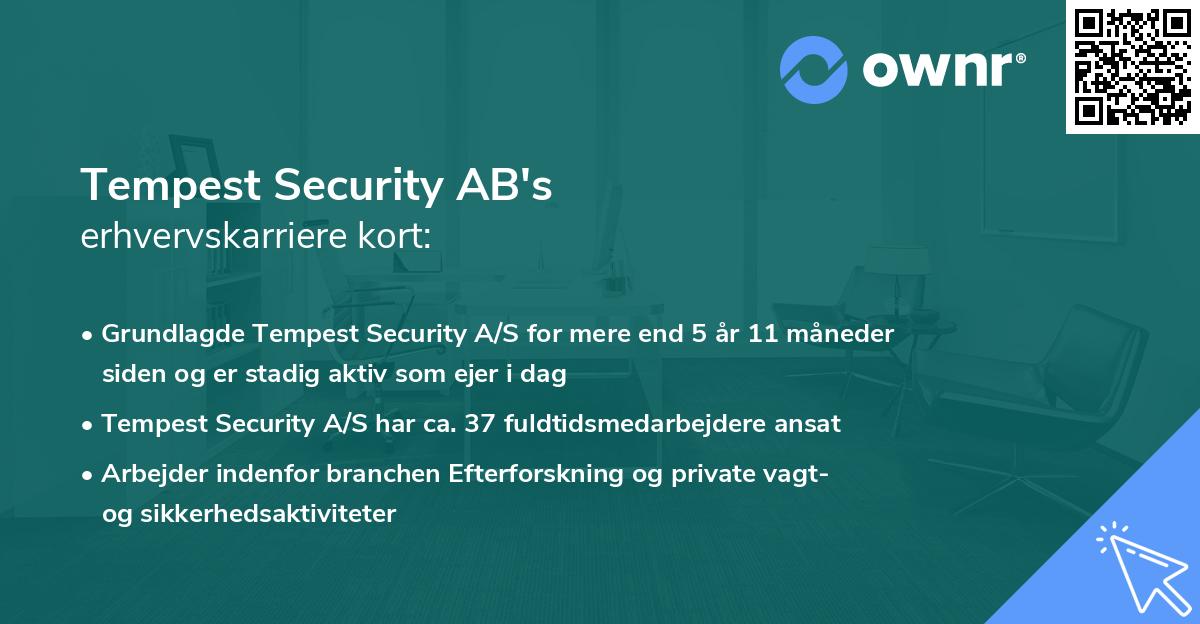 Tempest Security AB's erhvervskarriere kort