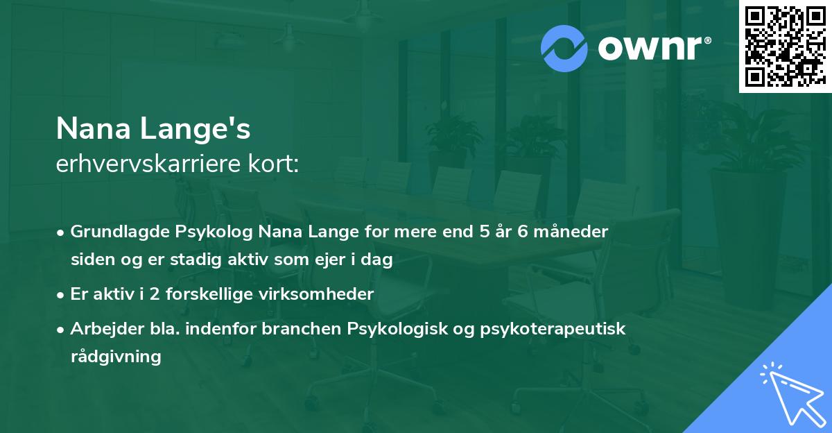 Nana Lange's erhvervskarriere kort