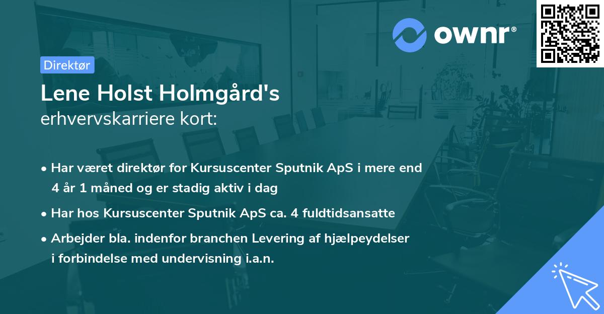 Lene Holst Holmgård's erhvervskarriere kort