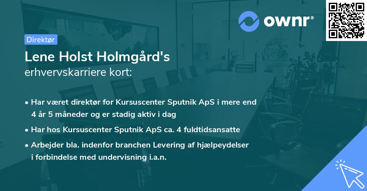 Lene Holst Holmgård's erhvervskarriere kort