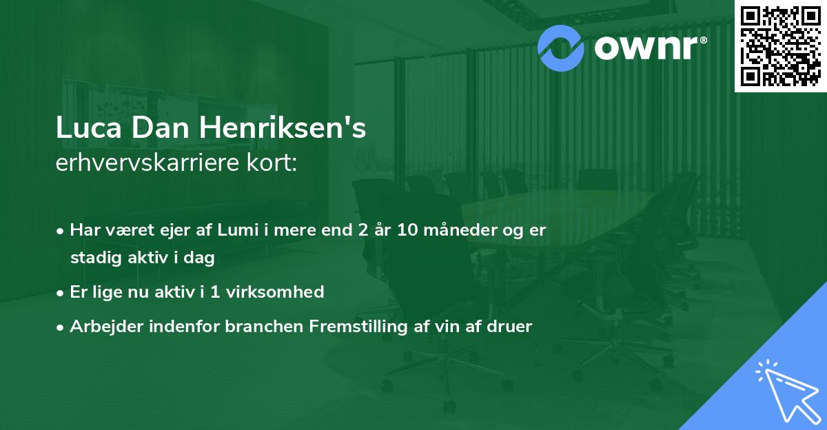 Luca Dan Henriksen's erhvervskarriere kort