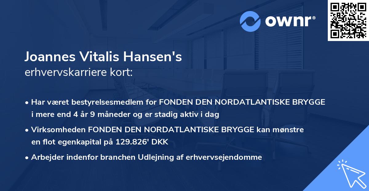 Joannes Vitalis Hansen's erhvervskarriere kort