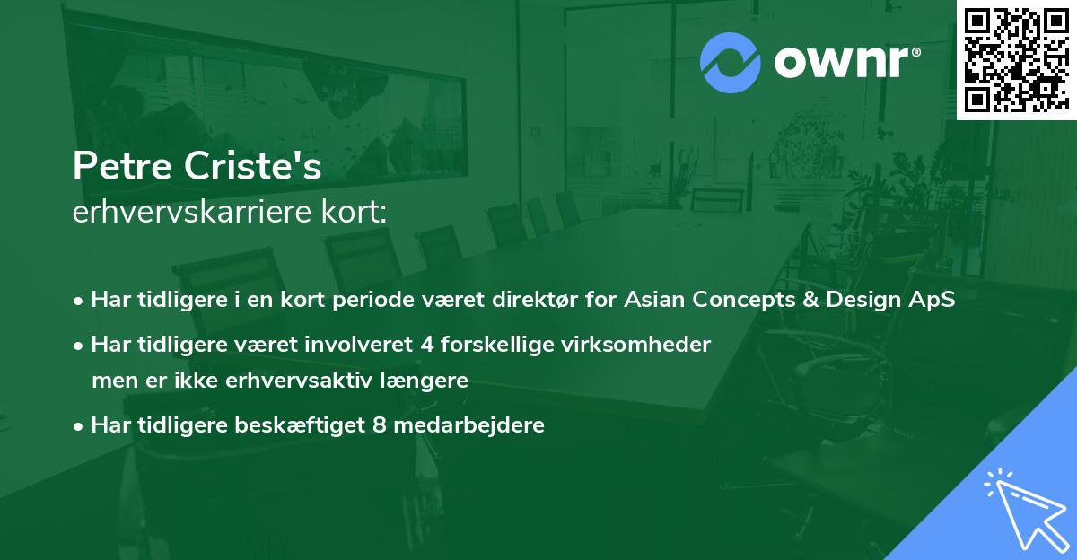 Petre Criste's erhvervskarriere kort