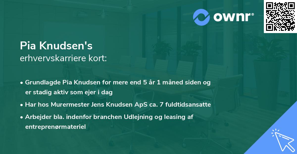 Pia Knudsen's erhvervskarriere kort