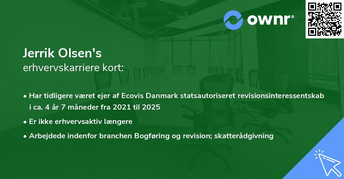 Jerrik Olsen's erhvervskarriere kort
