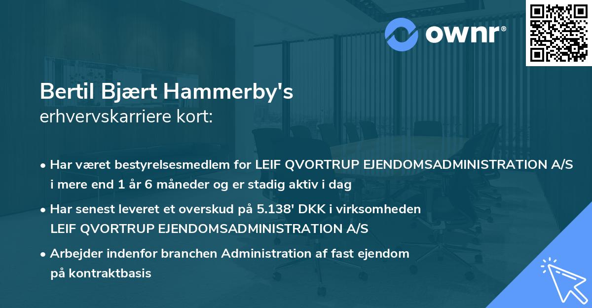 Bertil Bjært Hammerby's erhvervskarriere kort