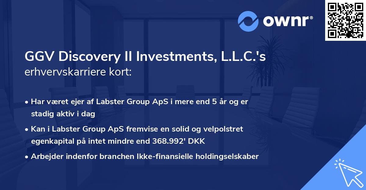 GGV Discovery II Investments, L.L.C.'s erhvervskarriere kort