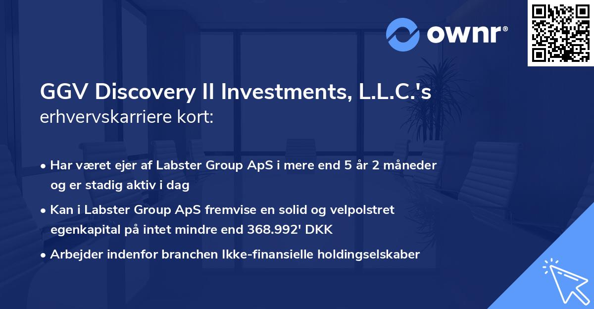 GGV Discovery II Investments, L.L.C.'s erhvervskarriere kort