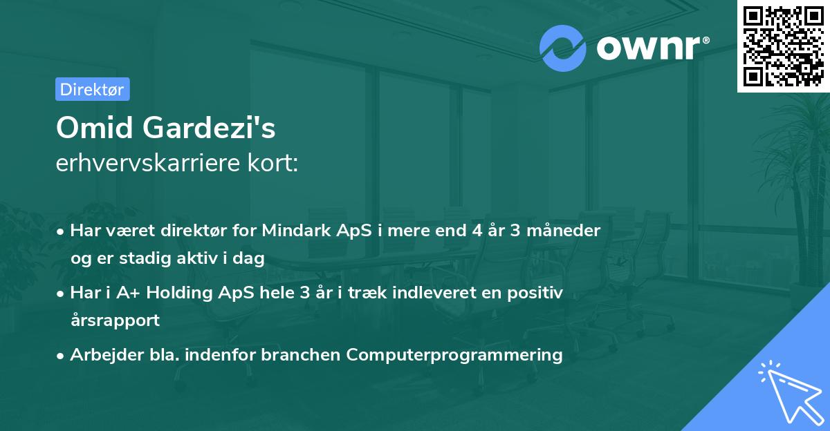 Omid Gardezi's erhvervskarriere kort