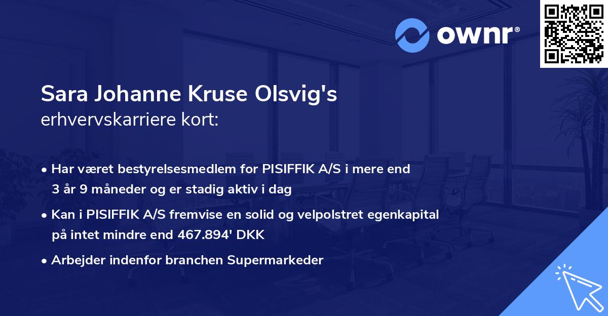 Sara Johanne Kruse Olsvig's erhvervskarriere kort