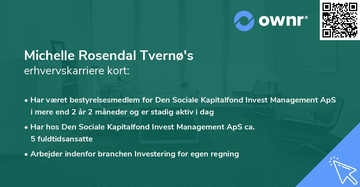 Michelle Rosendal Tvernø's erhvervskarriere kort