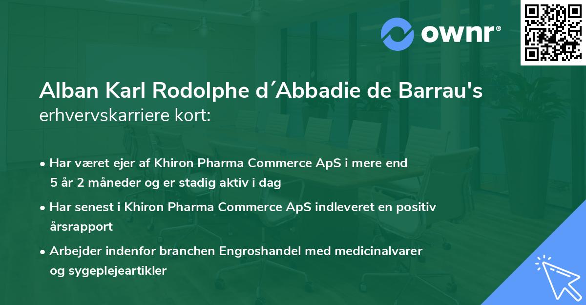 Alban Karl Rodolphe d´Abbadie de Barrau's erhvervskarriere kort