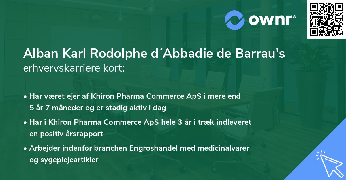 Alban Karl Rodolphe d´Abbadie de Barrau's erhvervskarriere kort