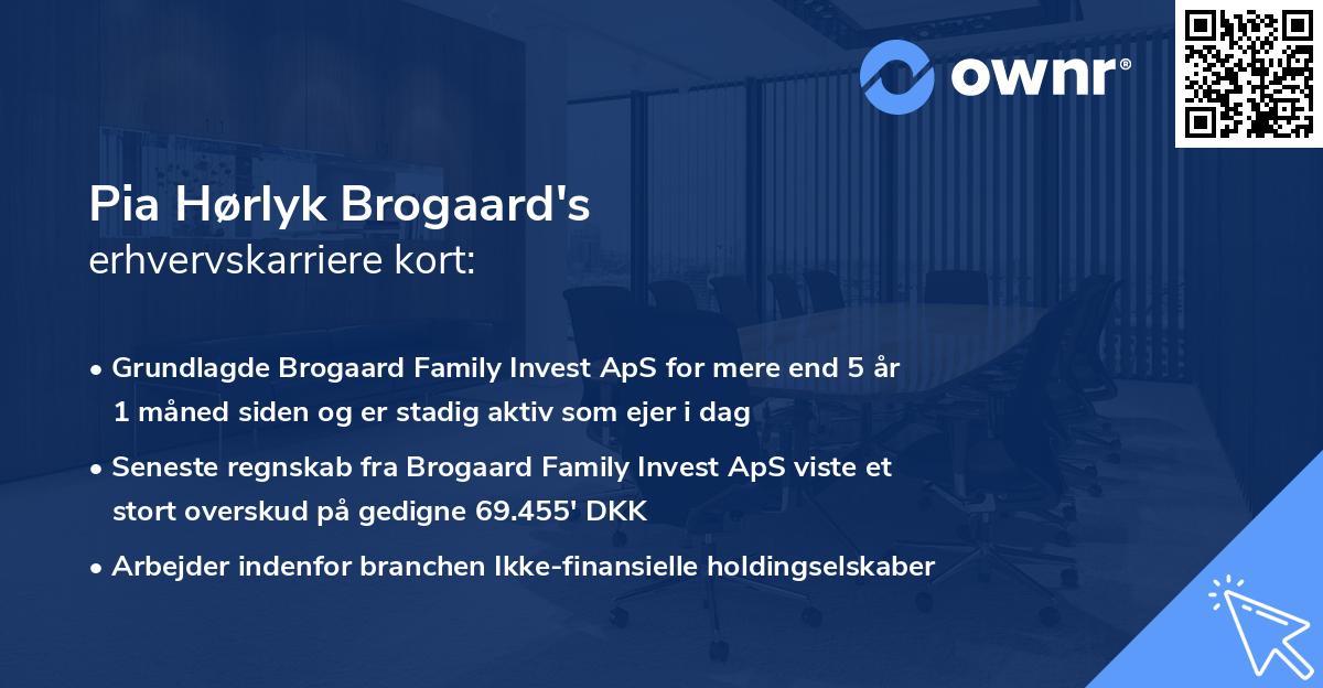 Pia Hørlyk Brogaard's erhvervskarriere kort